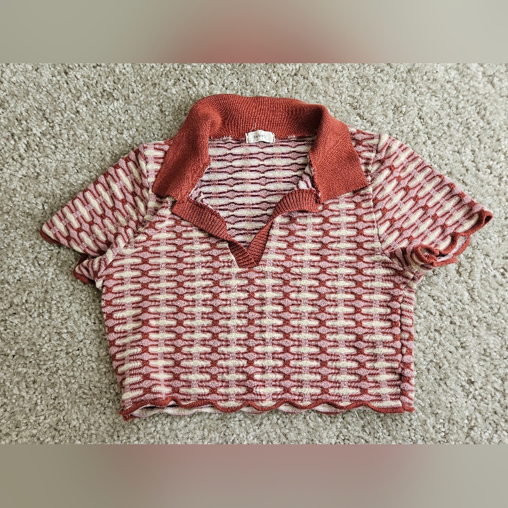 Debut Red and Cream Striped Knit Top